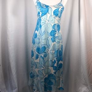 Floral Silk Dress w/ Asymmetrical Ruffle Hem